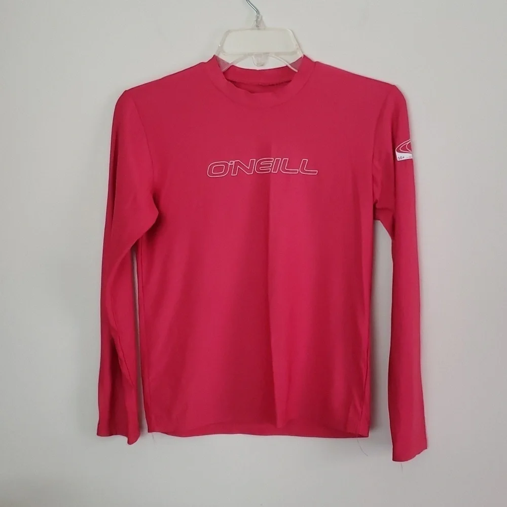 O'NEILL hot pink long sleeve Rashguard, 50+ ultraviolet protection, slim fit, 10